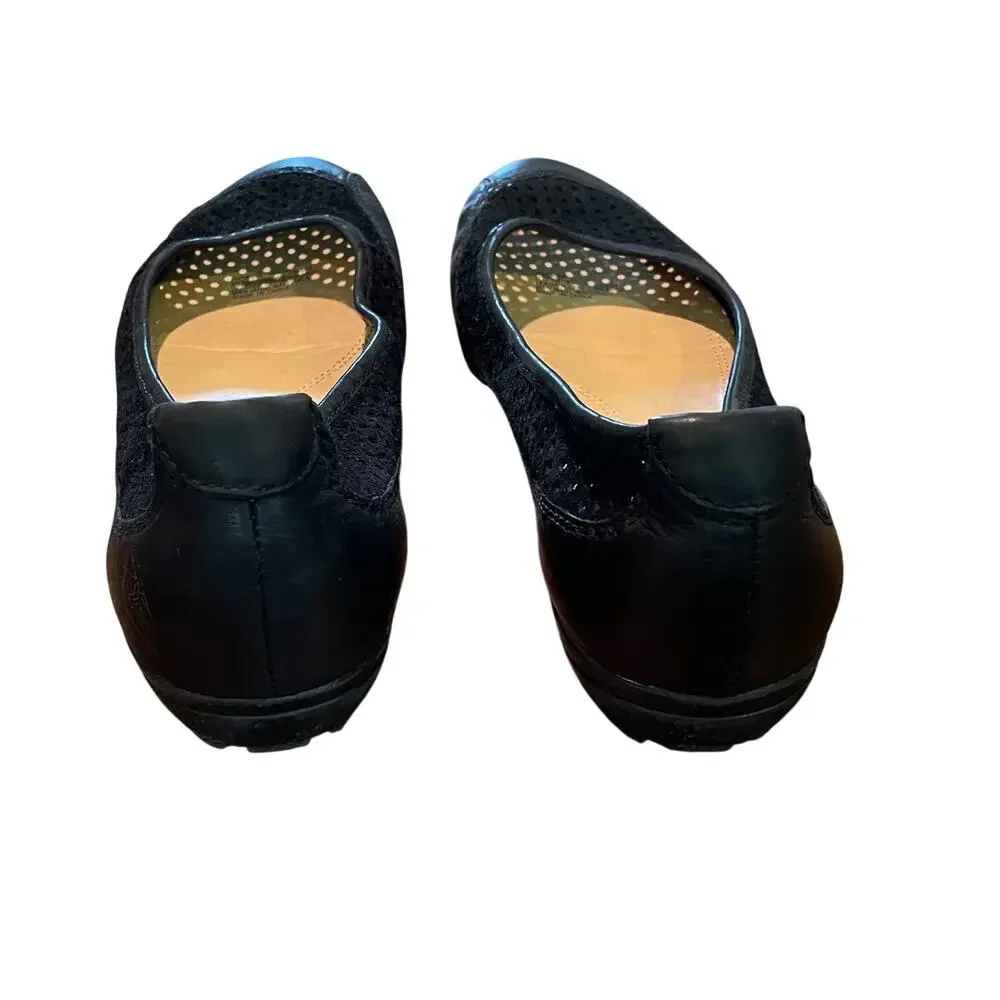 Naturalizer Black Leather Mesh Ballet Flats, 